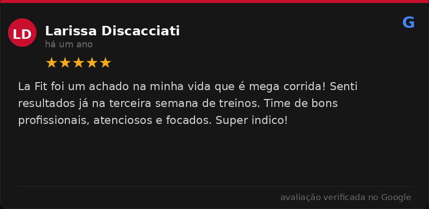 Avaliação Google - Larissa